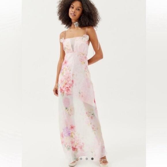 NWOT For Love & Lemons Lisa Bouquet Watercolor Floral Maxi Dress Pink Medium - Picture 9 of 15